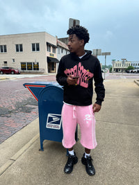 “TRACKSTAR” ACID WASH HOODIE (POWDER PINK)