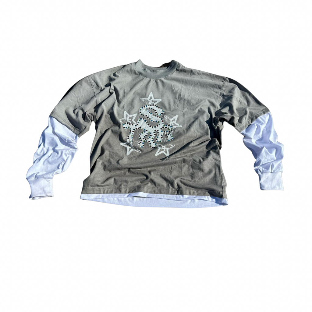 “TRACKSTAR” Double layered Tee (Wolf Grey)
